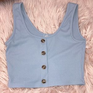 Button Up Cropped Tank Top